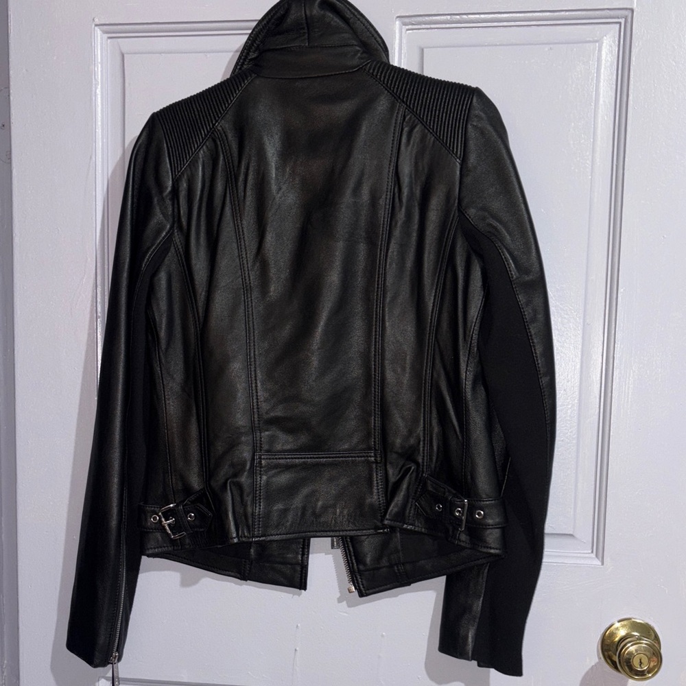 Michael Kors Blacked Leather Jacket - Picture 3 of 7